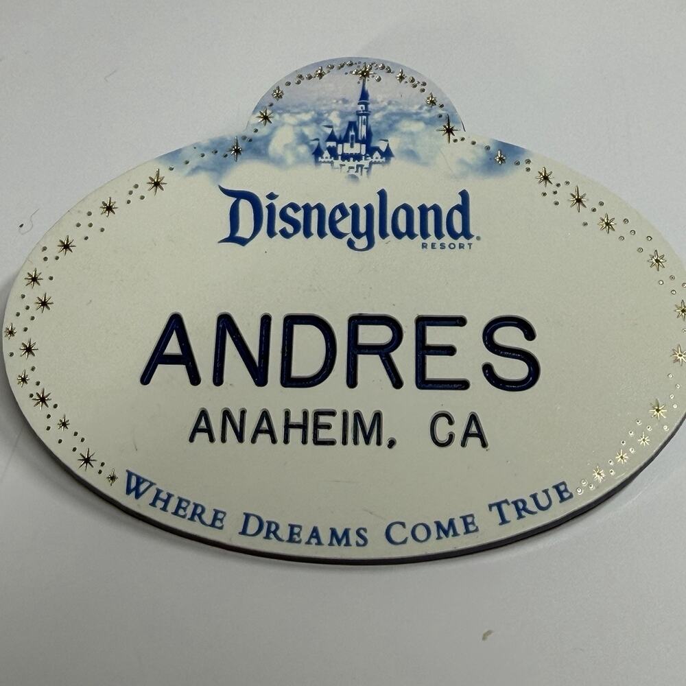 Authentic Disneyland Cast Member Name Tag - "Where Dreams Come True" - Andres